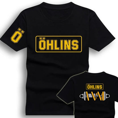 Tees Men Ohlins Shock Suspension Car Motorcycle Sport Racing T Shirt Summer Casual Oversized men's Short sleeve