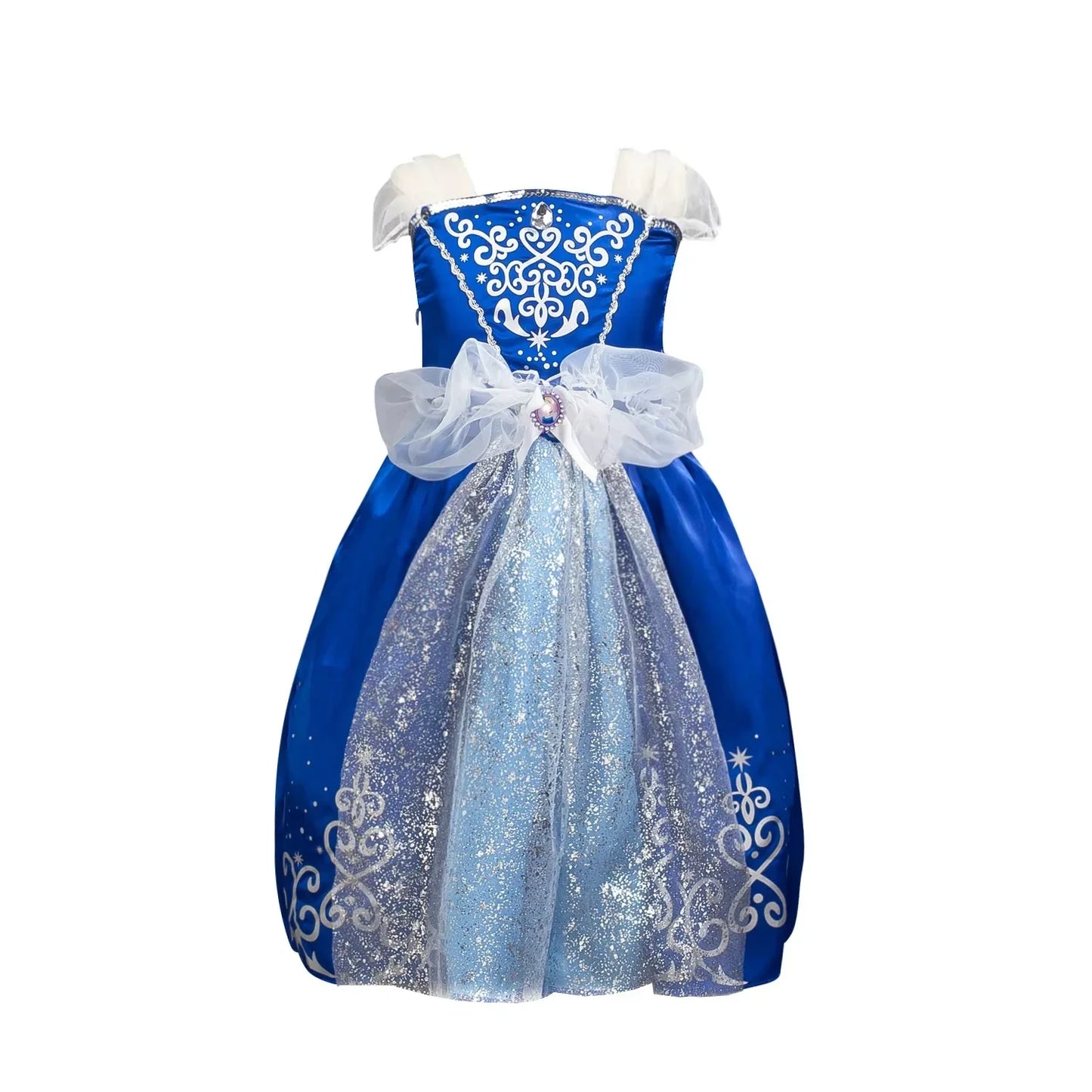 Jasmine Rapunzel Snow Queen Elsa Princess Dress Girl Mesh Sequin Dress Kids Cosplay Belle Aurora Costumes Carnival Party Gowns