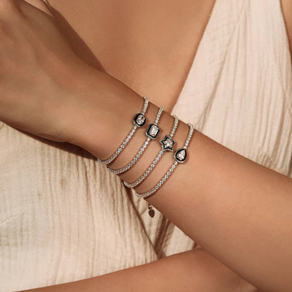 925 Sterling Silver Shinning Stackable Bracelets Stars Geometric Heart Water Drop CZ Tennis Bracelets For Women Jewelry