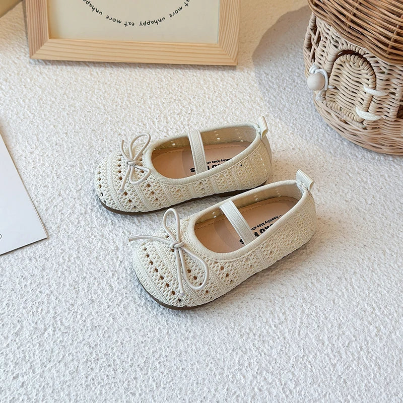 Kids Sandals for Girls Summer New Non-slip Sole Toddler Beach Vacation Shoes with Cute Bowtie Princess Ballet Mary Jane Flats