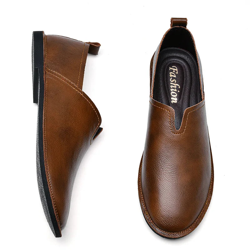 Mocassins Casuais Retrô Masculinos de Sola Macia Confortáveis e Antiderrapantes Feitos à Mão para Sapatos de Negócios Casuais 38-47