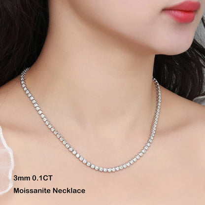 Sparkling 2/3mm Full Moissanite Tennis Bracelet for Women Party S925 Silver Plated 18K Pass Diamond Test Bezel Bracelets
