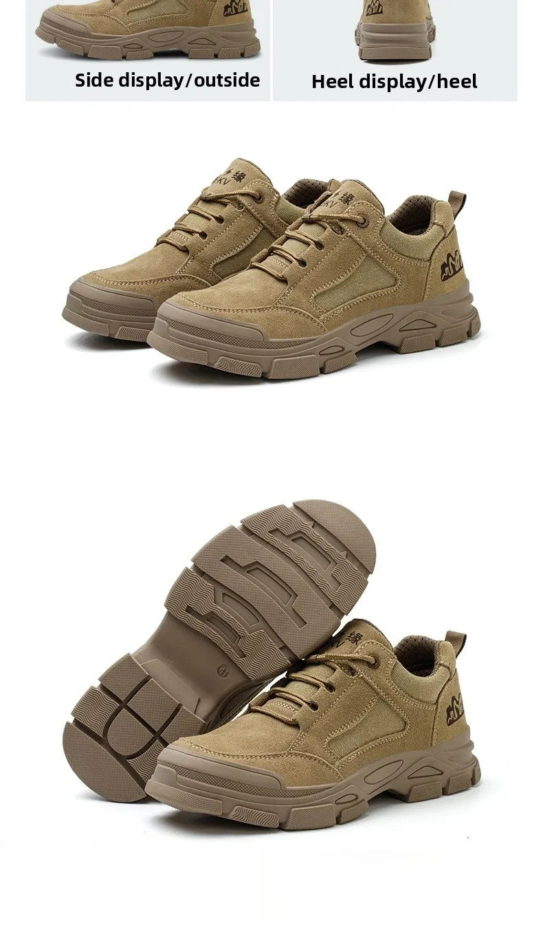 Labor Protection Shoes Men's Anti Smashing AntiPiercing Insulation Work Shoes Cowhide Solid Bottom Construction Site SafetyShoes