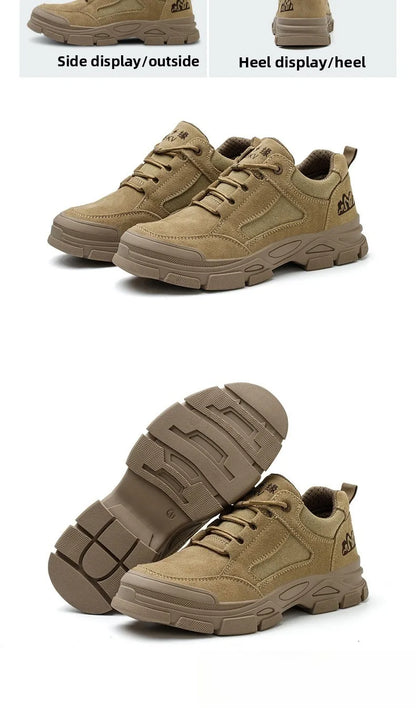 Labor Protection Shoes Men's Anti Smashing AntiPiercing Insulation Work Shoes Cowhide Solid Bottom Construction Site SafetyShoes