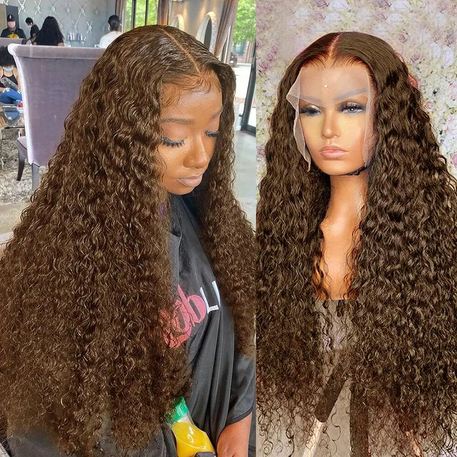13x4 Chocolate Brown Lace Front Wigs Brazilian 13x6 Hd Lace Frontal Wig Glueless Brown Curly Human Hair Wigs For Women Sale
