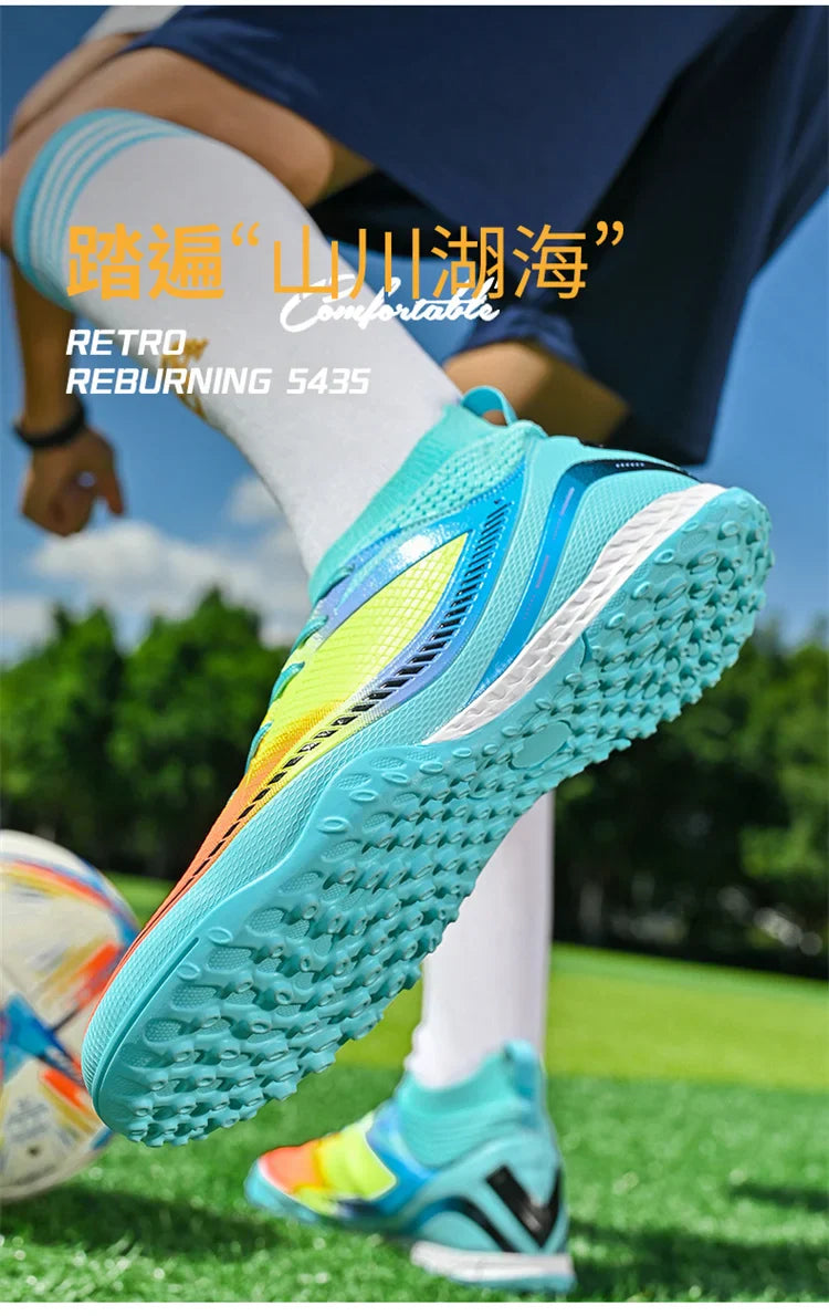 Mens Soccer Shoes TF/FG High Ankle Football Boots Kids Women Outdoor Sports Shoes Multicolor Training Match Athletic Sneakers