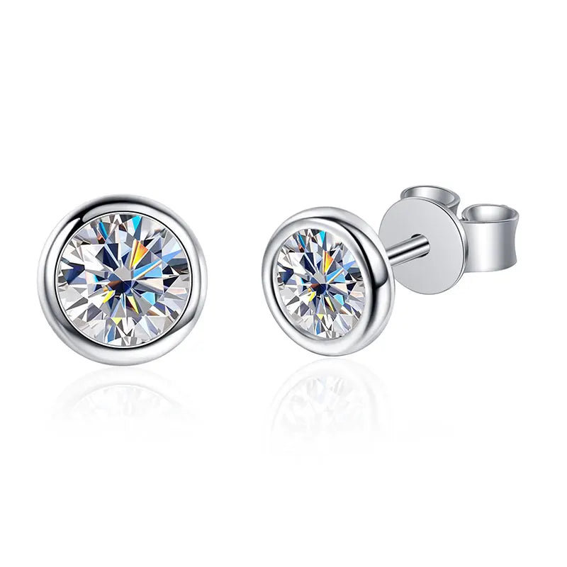 1ct D Color Moissanite Earring 925 Sterling Sliver Plated White Gold Ear Stud Wedding Engagement Earrings For Women