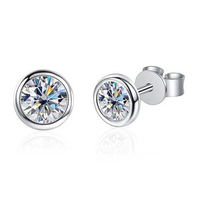 1ct D Color Moissanite Earring 925 Sterling Sliver Plated White Gold Ear Stud Wedding Engagement Earrings For Women