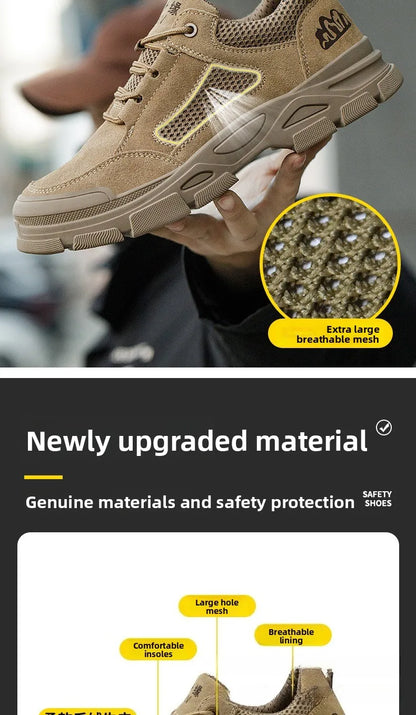 Labor Protection Shoes Men's Anti Smashing AntiPiercing Insulation Work Shoes Cowhide Solid Bottom Construction Site SafetyShoes