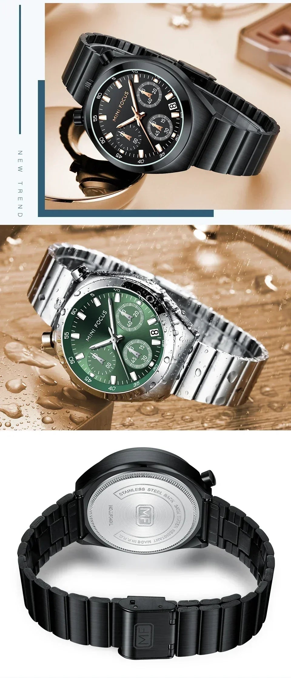 MINI FOCUS Multifunctional Panda Watch for Women Stainless Steel Casual Fashion Ladies Waterproof Quartz WristWatch Girl Gift
