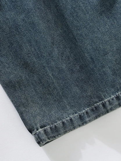 Summer Men's Straight Jeans Multi-Pockets Wide Leg Denim Cargo Pants 8XL 7XL 6XL Big Size Lightweight Baggy Solid Jeans Trousers