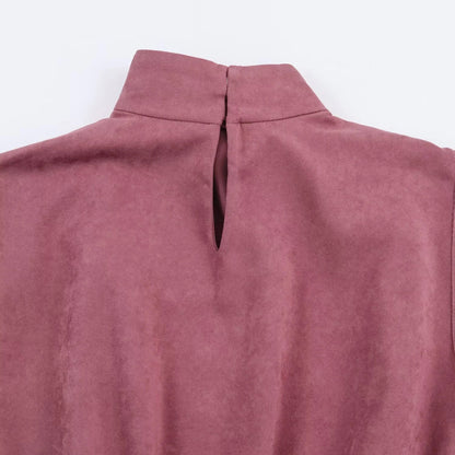 New Spring 2026 Women's High Collar Sleeveless Shoulder Ruffle Anti Velvet Effect with Buckle Top