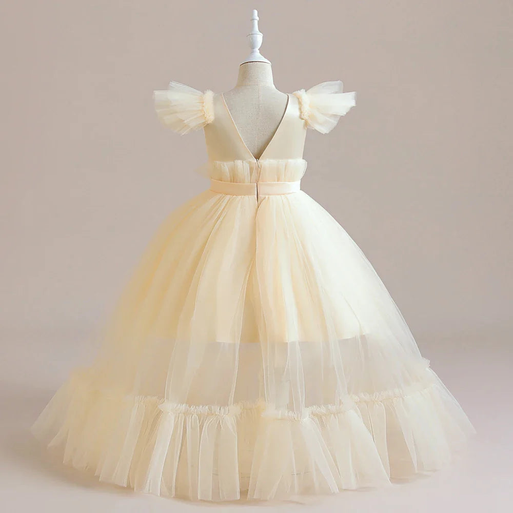 Summer Baptism Bridesmaids Girls Party Dresses Elegant Tulle Wedding Birthday Princess Prom Dress Girl First Communion Vestidos