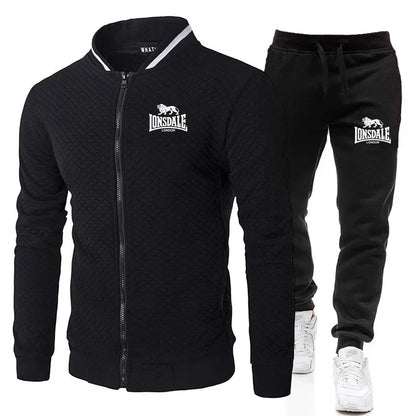 Spring and Autumn Men's Fashion Street Stand up Collar Set Jacket, Outdoor Casual Pocket Zipper Men's Baseball Set