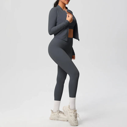 3pcs Sportswear Yoga Set Gym Sports Bra Zipper Jacket Leggings Clothes Sportswear Yoga Suits For Women Fitness Set Tracksuit