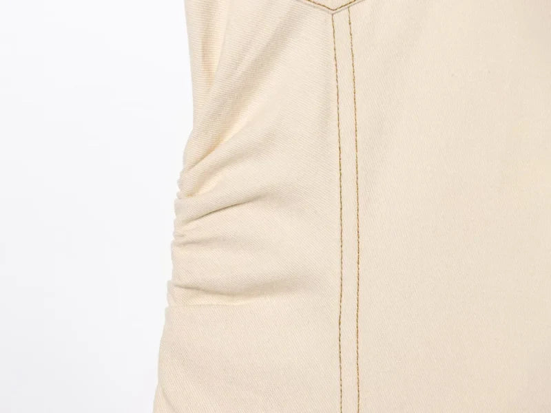 summer new  women's elegant fashion waist pleated V-neck short-sleeved temperament denim MIDI dress