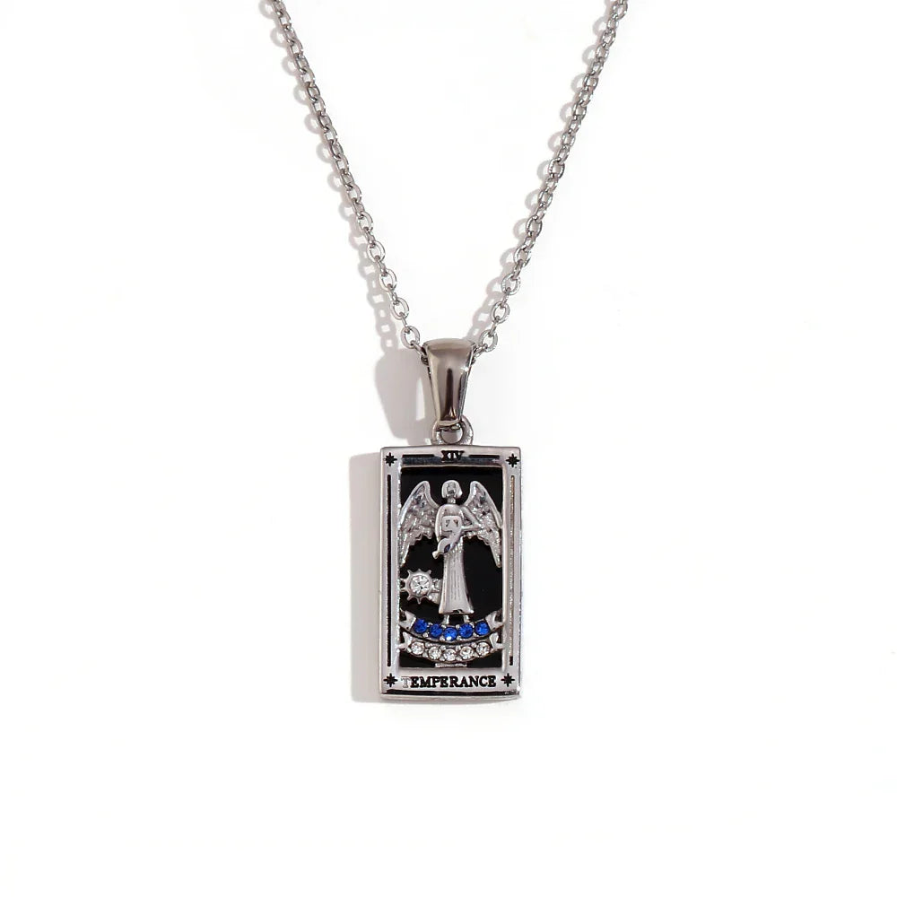 Original New Tarot Queen Lover Magician Moon Necklace Tarnish Free Stainless Steel Jewelry 18K Gold Plated Decoration