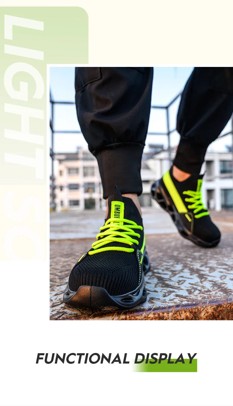 Men's Steel Toe Safety Shoes Anti Crush And Piercing Fashionable Breathable Sock Shoes Outdoor Unisex Work Footwear