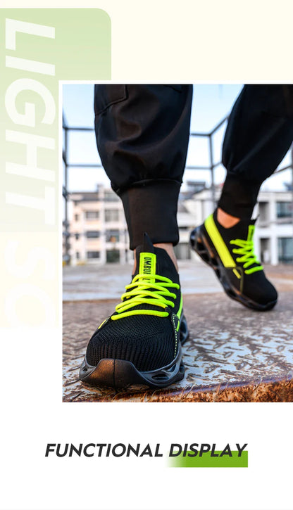 Men's Steel Toe Safety Shoes Anti Crush And Piercing Fashionable Breathable Sock Shoes Outdoor Unisex Work Footwear