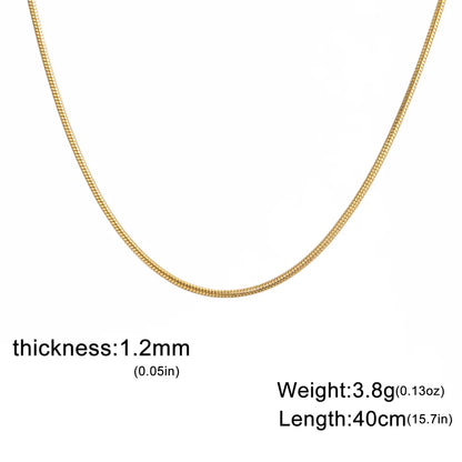 Round Snake Chain Necklace for Women Men Stainless Steel Link Chain 0.9mm 1.2mm 2mm Chains Choker Fashion Jewelry Gifts