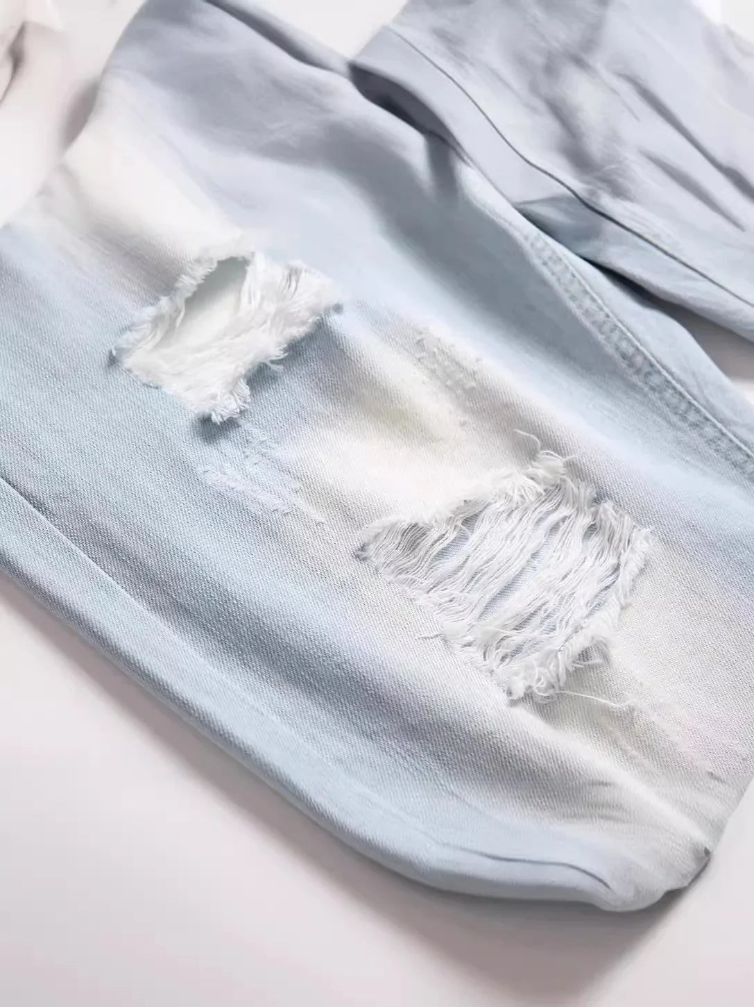 New Summer Men Blue Denim Shorts Italian Style Male Shorts Jeans High Quality Male Stretch Fit Ripped Denim Jeans Shorts Size 38
