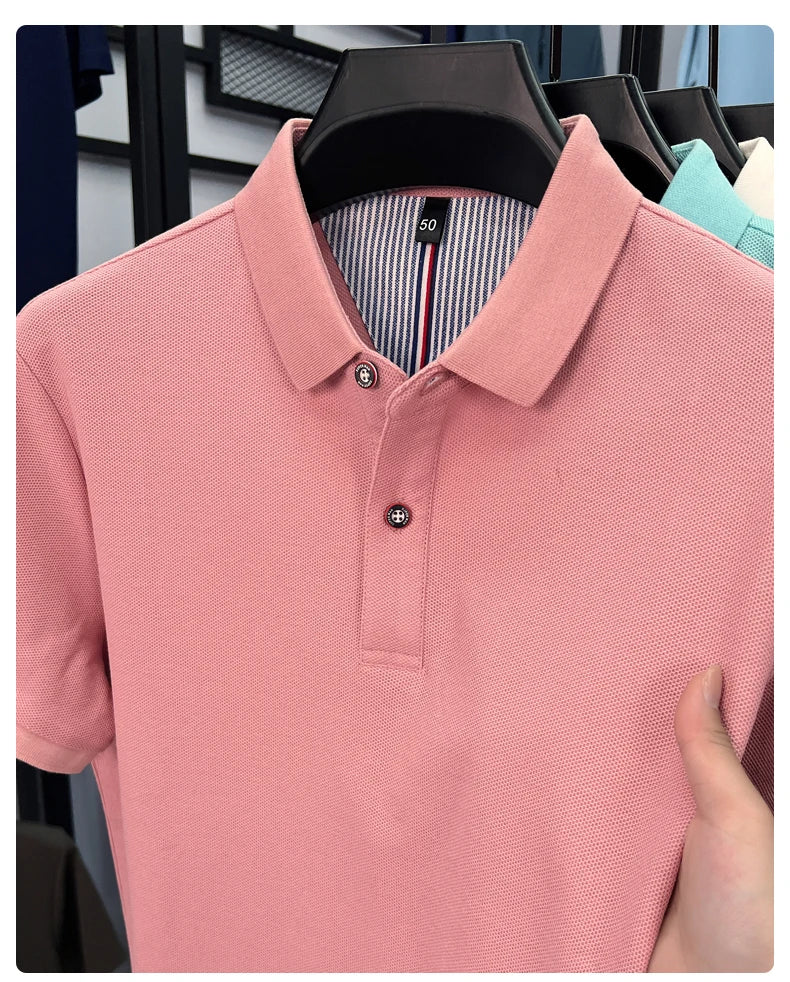 100% cotton short sleeve polo shirt comfortable lightweight high-end brand fashionable simple summer men's casual lapel T-shirt