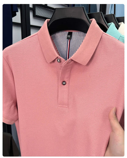 100% cotton short sleeve polo shirt comfortable lightweight high-end brand fashionable simple summer men's casual lapel T-shirt