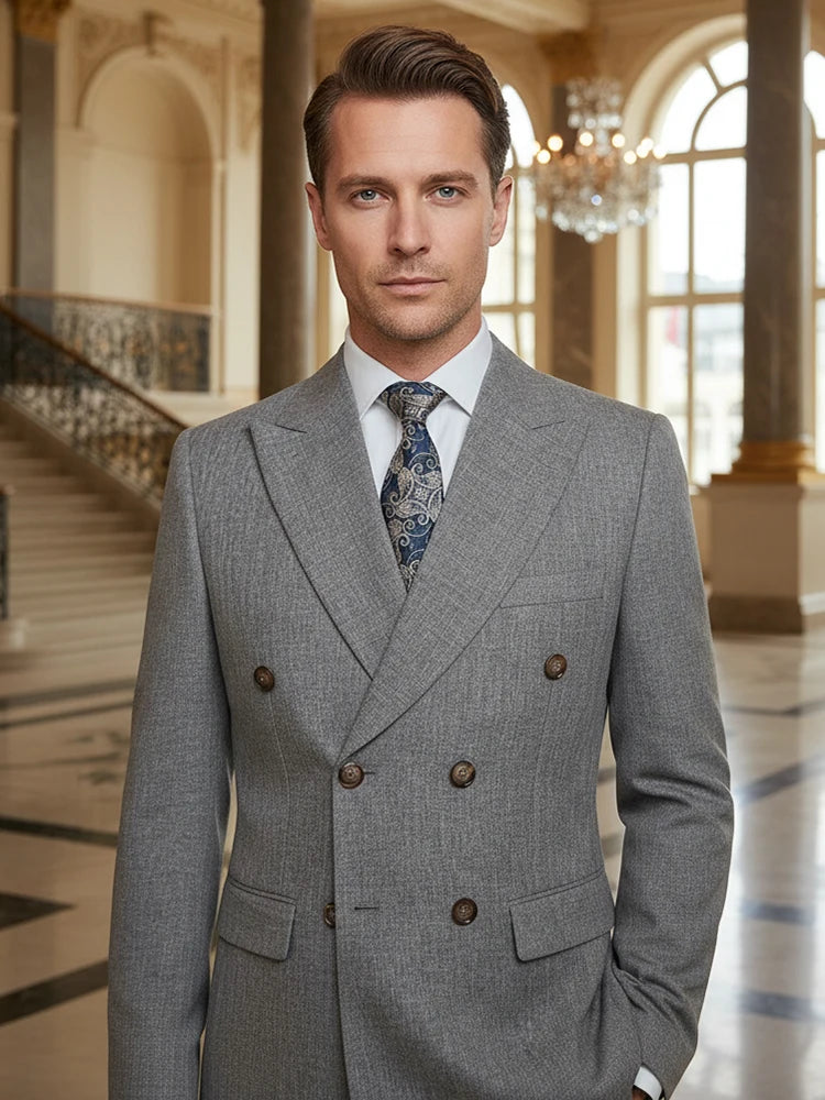 Turkish style Elegant Man Suit khaki 2 Pcs Set Modern Wedding Party Suits for Men Stylish Business office suit