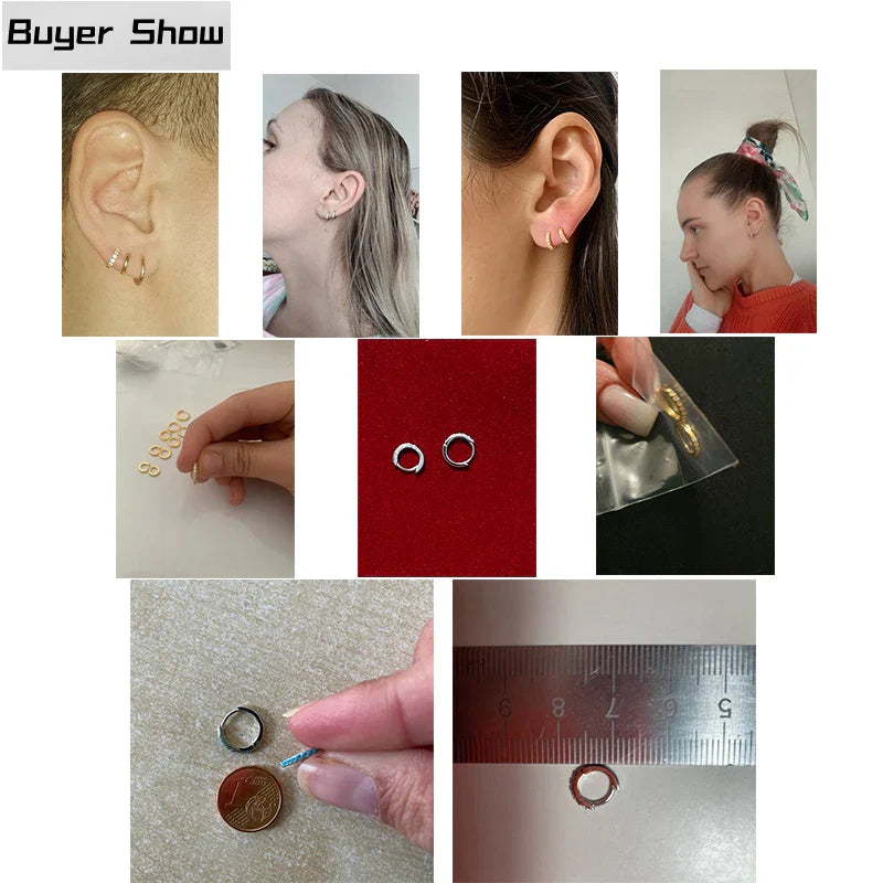 925 Sterling Silver Earrings For Women/Men Small Hoop Earrings Ear Bone aros Tiny Ear Nose Ring Girl aretes ear hoops A30