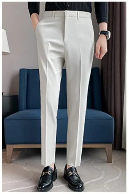 Men Solid Boutique Suits Pants Male Formal Wear Wedding Dress Trousers Quality Men British Style Business Casual Suit Pants 36