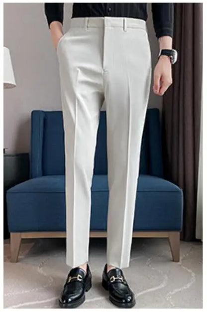 Men Solid Boutique Suits Pants Male Formal Wear Wedding Dress Trousers Quality Men British Style Business Casual Suit Pants 36