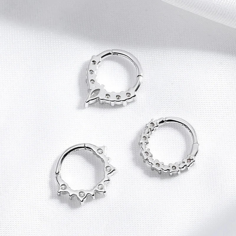New S925 Piercing Moissanite Hoop Earrings for Women Elegant Piercing Ear Bone Earring Diamond Wedding Party Jewelry Gift