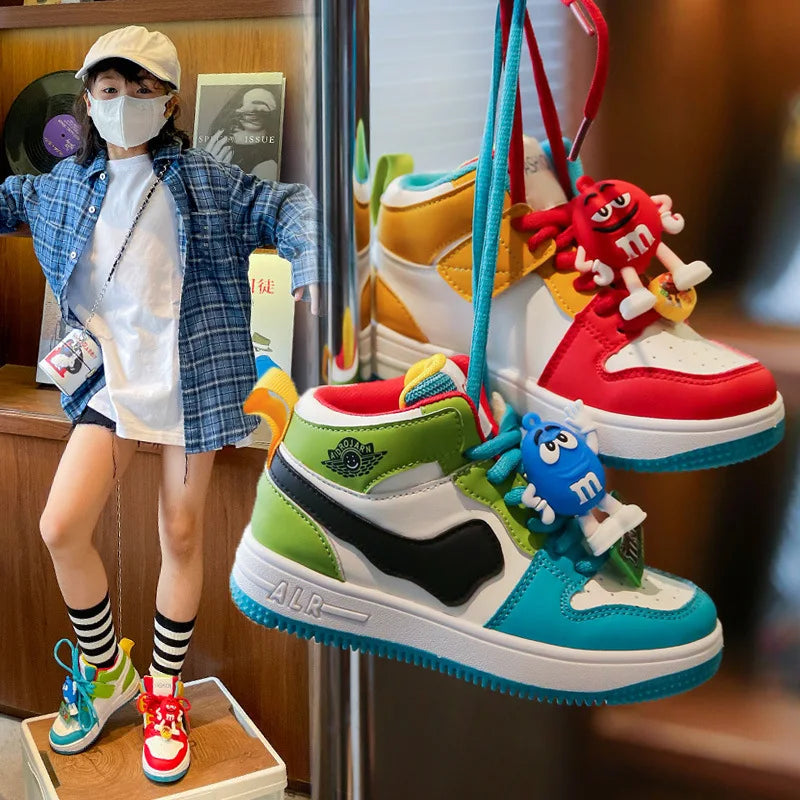 Boys Girls Shoes Board Shoes Children Casual Shoes New Four Seasons Kids Single Sneaker Mandarin Ducks Basketball Sports Shoes