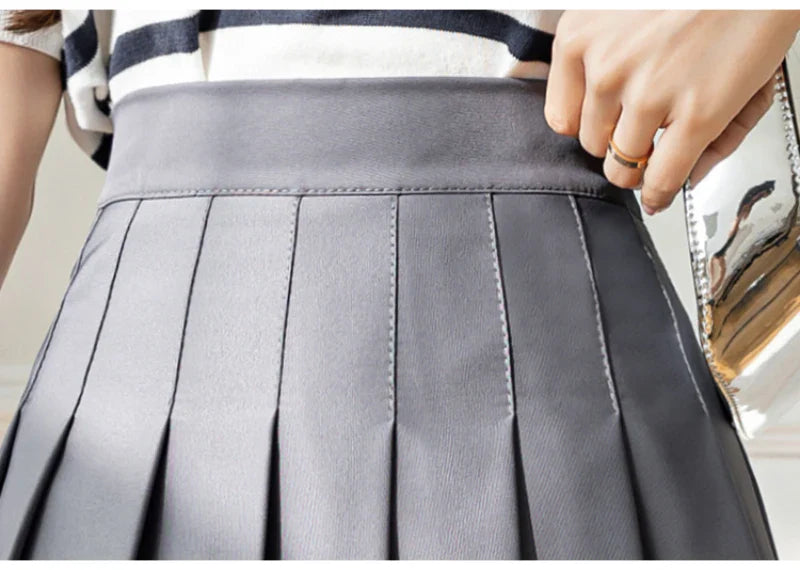White Women Pleated Skirts Summer High Waist Zipper Girls Dancing JK Mini Skirts Black Fashion Student A Line Faldas 2023