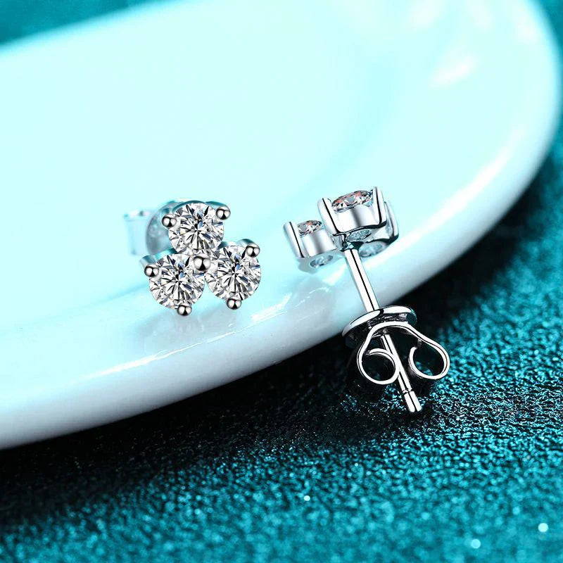 3mm All Moissanite Earrings Woman Wedding Fine Jewely 925 sterling silver With Gold Plated Studs Earring Women's Earrings