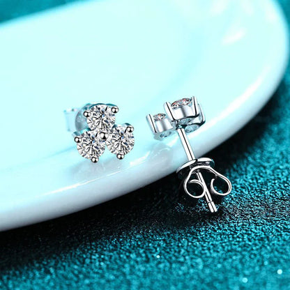 3mm All Moissanite Earrings Woman Wedding Fine Jewely 925 sterling silver With Gold Plated Studs Earring Women's Earrings