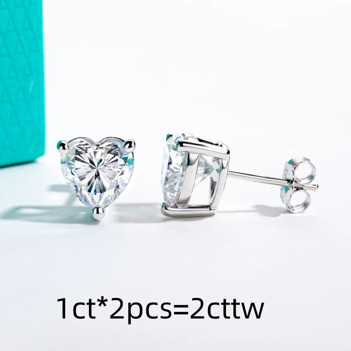 Heart Moissanite Stud Earrings 1cttw-6cttw D Color VVS1 925 Sterling Silver 18k Gold Plated Classic Women's Jewelry