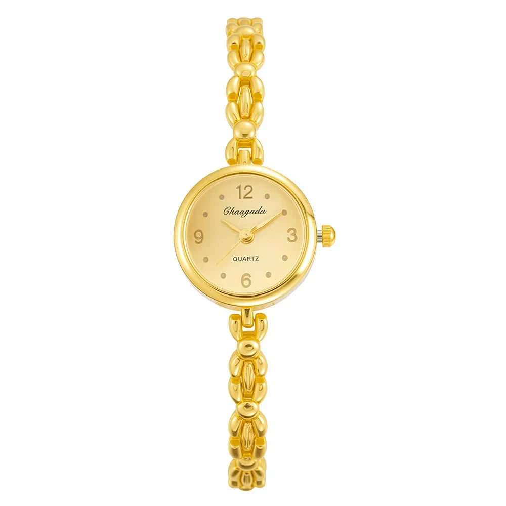 Women's Watches New Luxury Brand Alloy Crystal Women Bracelet Watch Fashion Elegant Golden Small Dial Ladies Clock Reloj Mujer