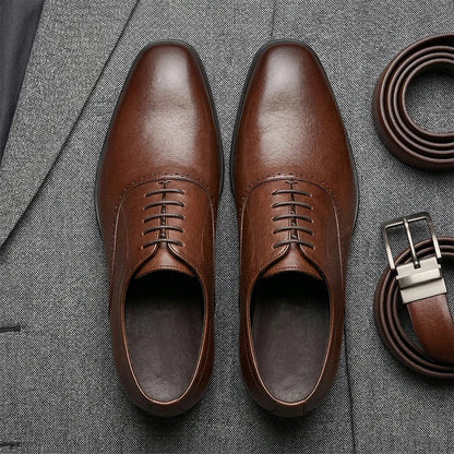 Men's Top Layer Cow Leather Formal Shoes Business Dress Office Comfortable Breathable Leather Lining Wedding Shoes