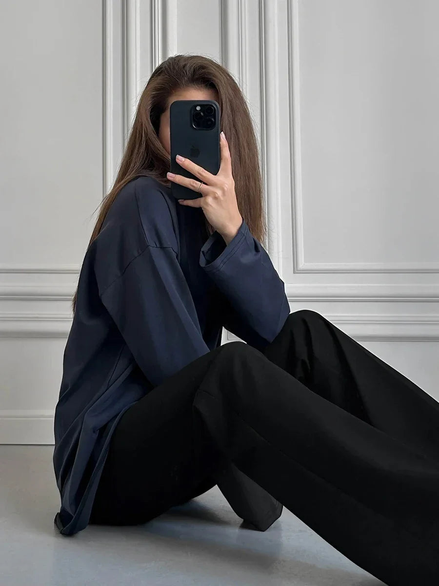 Women Summer 100% Cotton T-shirt Bottoming Spring Basic Fashionable Solid Lady Long Sleeve Loose Tops Shirts