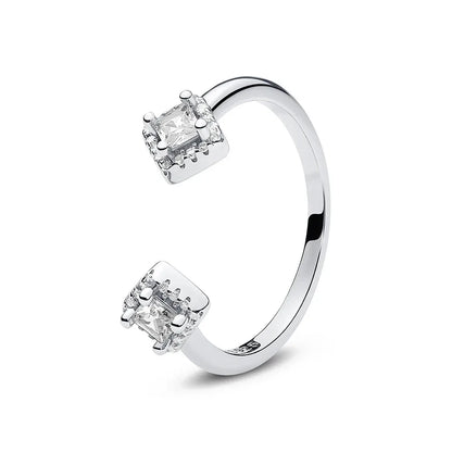 Hot selling 925 sterling silver ring, exquisite luxury, adjustable charm, square circular heart-shaped ring women's jewelry gift
