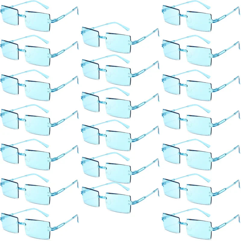 20 Pcs Per Set Rimless Rectangle Sunglasses Fashion Gradient Ocean Lenses Shades Ins Trendy Beach Vacation Sun Glasses