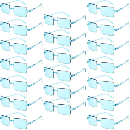 20 Pcs Per Set Rimless Rectangle Sunglasses Fashion Gradient Ocean Lenses Shades Ins Trendy Beach Vacation Sun Glasses
