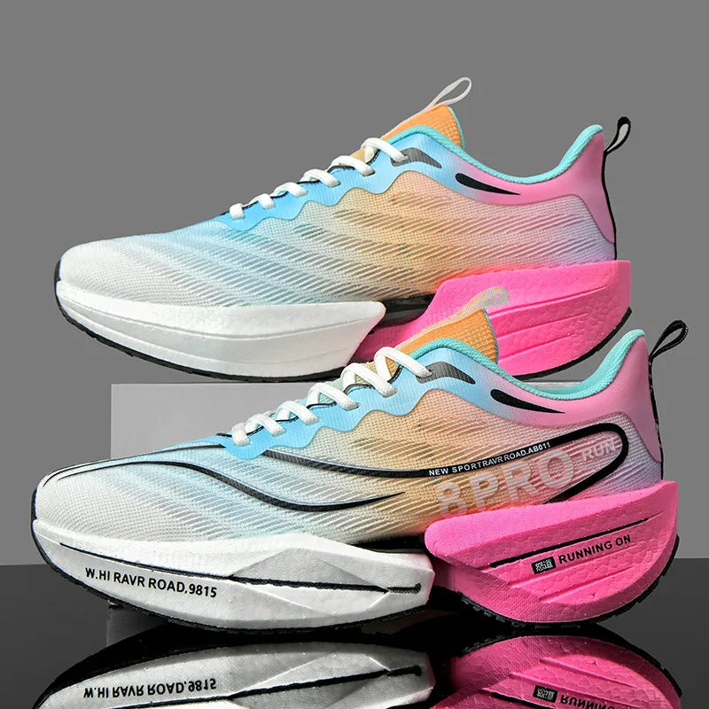 Men's Carbon Plate Sneakers Outdoor Soft Sole Mesh Sports Shoes Running Shoes Light Anti-Slip Casual Couple Tennis Shoes