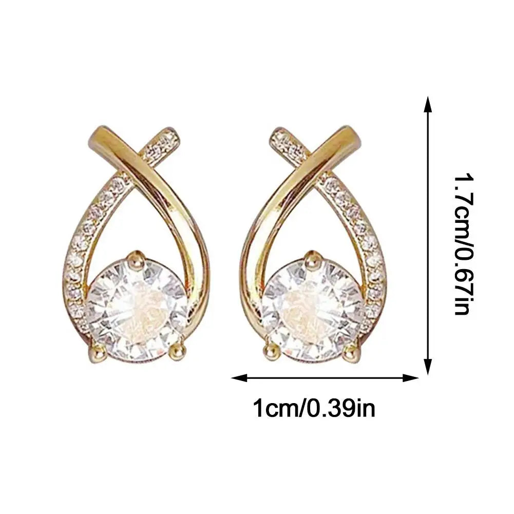 Vintage Cross Stud Earrings For Women Girls Korean Style Elegant Crystal Jewelry Ear Rings Fishtail Lady Earrings Gift