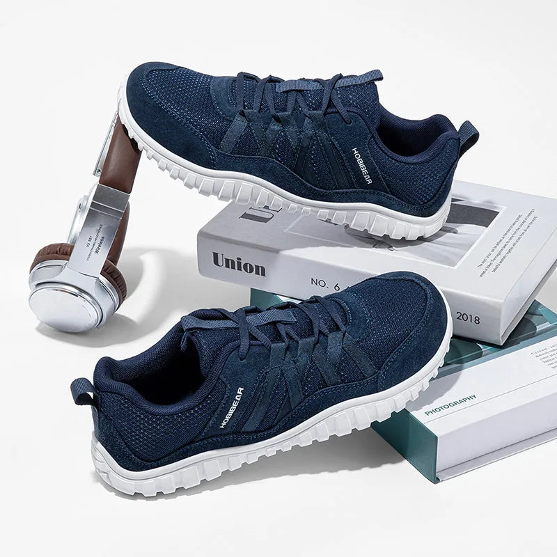 Wide Toe Walking Shoes Men Women Non Slip Outdoor Sneakers Lace Up Mesh Breathable Running Shoes