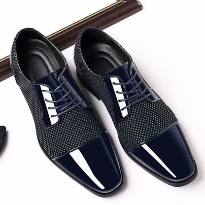 Men's Dress Shoes Classic Lace-up Formal Oxfords Modern Tuxedo Business Casual Scale Pattern Comfort Formal Shoes for Men