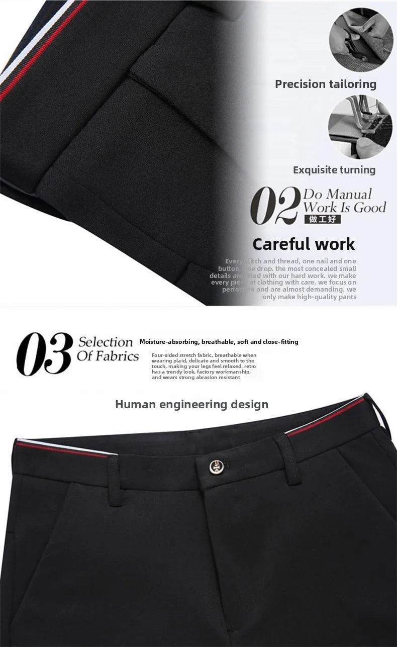 Men's Stretch Dress Pants Wrinkle Free, Slim Fit Business Trousers for Office, Spring Summer Lightweight Chino Slacks Black Blue