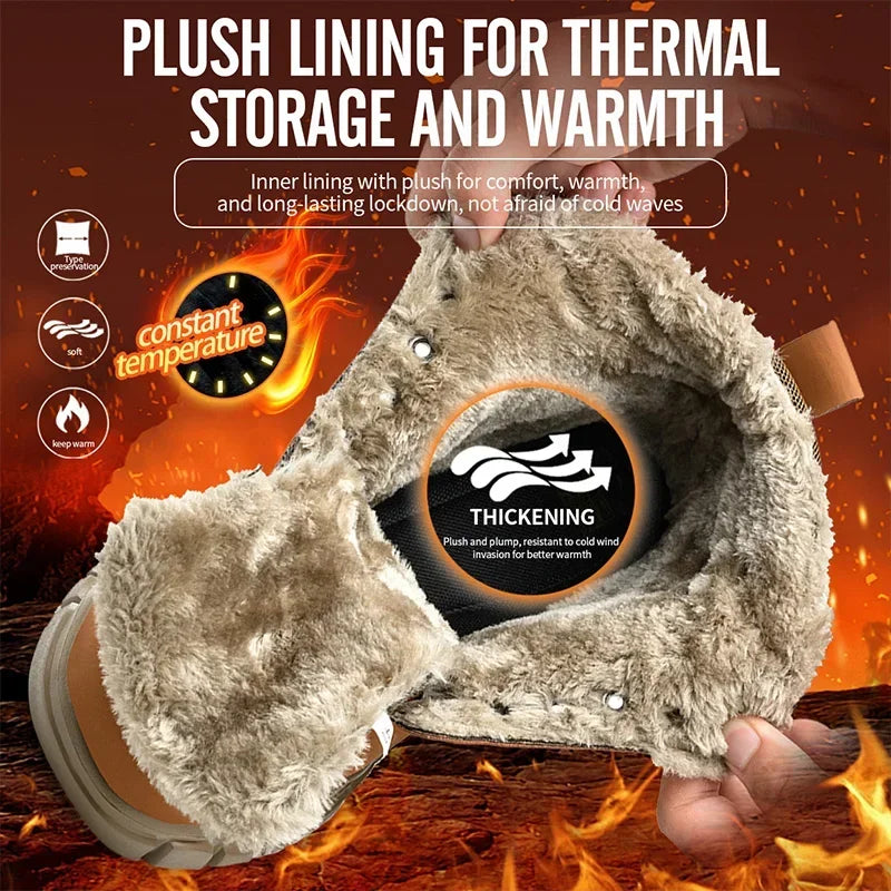 Winter Warm Men's Work Safety Boots Waterproof Sturdy Steel Toe Shoes Sports Shoes Safety Protection Cold Prevention