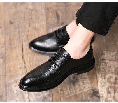 Luxury Men Brogue Dress Shoes Men Suit Casual Shoes Formal Business Leather Shoes Men Brown Wedding Italian Banquet Shoe Size 46